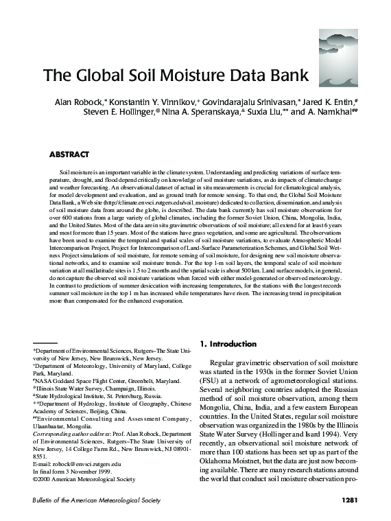 (PDF) The Global Soil Moisture Data Bank