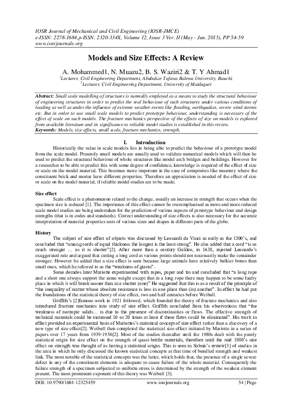 (PDF) Models and Size Effects A Review Baba Shehu Waziri Academia.edu