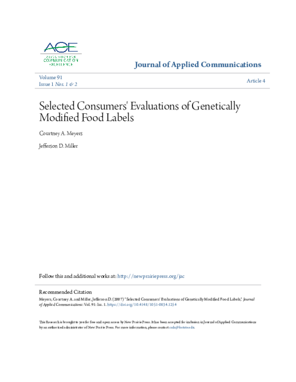 (PDF) Selected Consumers' Evaluations of Genetically Modified Food Labels