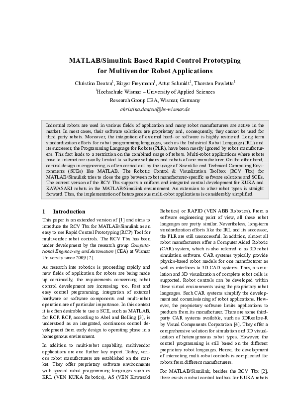 (PDF) MATLAB/Simulink Based Rapid Control Prototyping for Multivendor ...