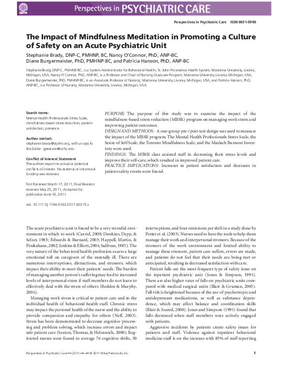 (PDF) The Impact of Mindfulness Meditation in Promoting a Culture of ...