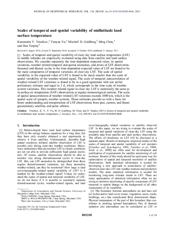 (PDF) Scales of temporal and spatial variability of midlatitude soil ...