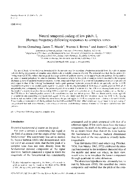(PDF) Neural temporal coding of low pitch. I. Human frequency-following ...
