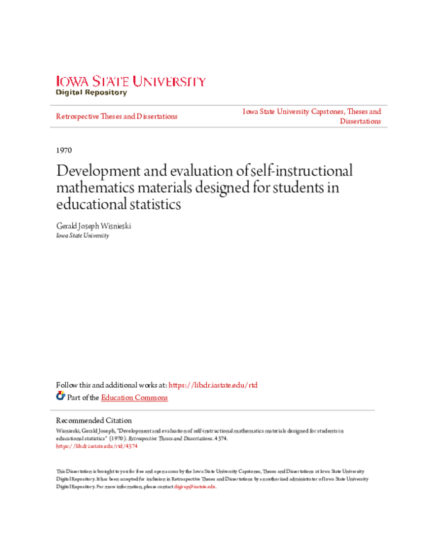 (PDF) Development and evaluation of selfinstructional materials David Yens Academia.edu