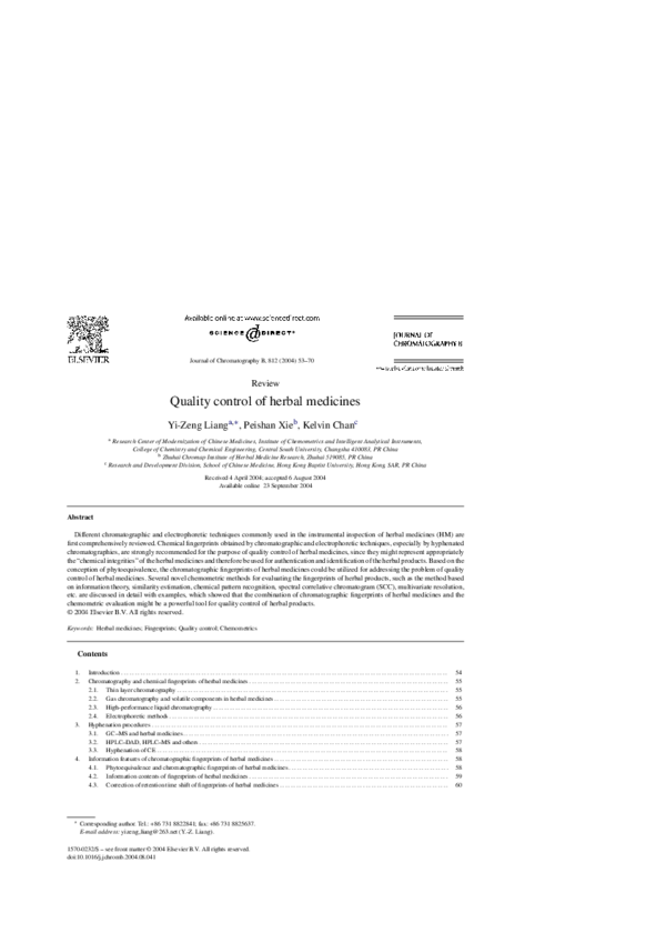 (PDF) Quality control of herbal medicines Jackson Mwangi Academia.edu