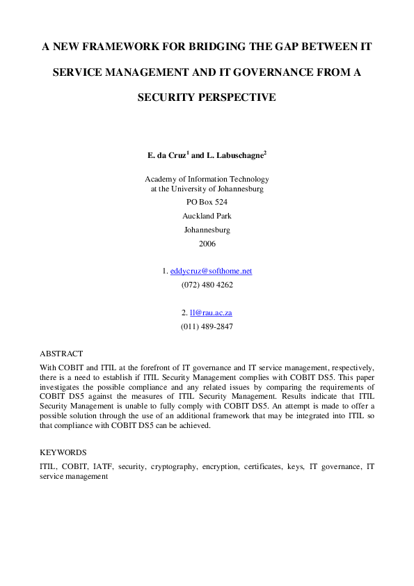 (PDF) A new framework for bridging the gap between IT Service ...