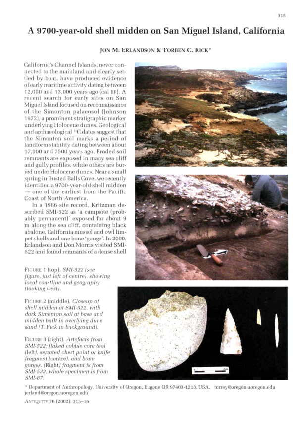 (PDF) A 9700-year-old shell midden on San Miguel Island, California