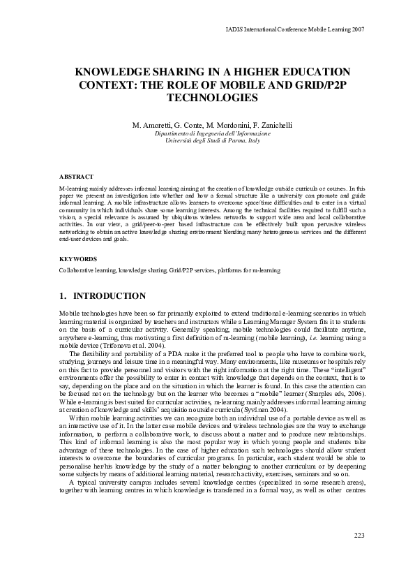 (PDF) Knowledge Sharing in a Higher Education Context: the Role of ...