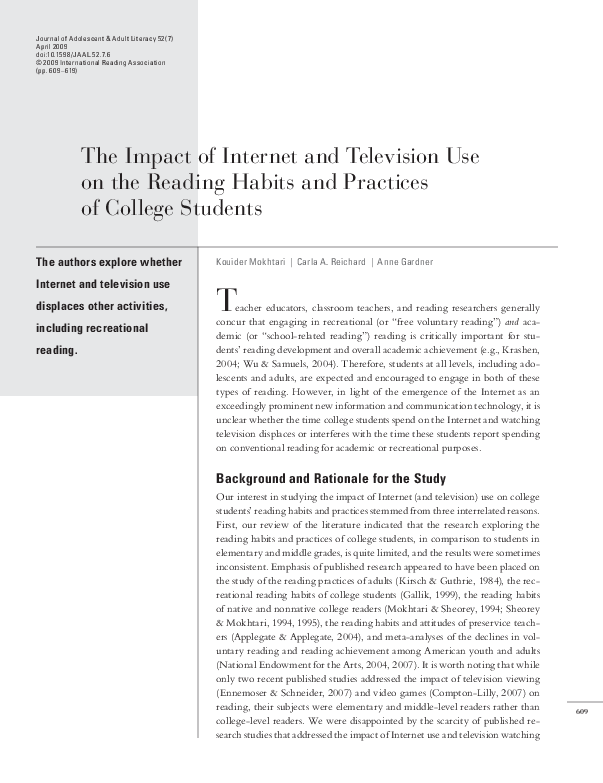 (PDF) The impact of internet and television use on the reading habits ...