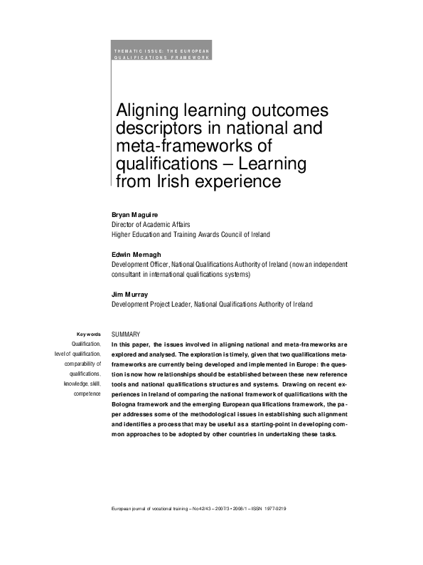 (PDF) Aligning Learning Outcomes Descriptors in National and Meta ...