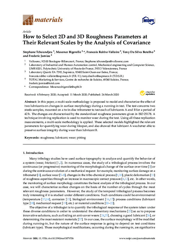 (PDF) How to Select 2D and 3D Roughness Parameters at Their Relevant ...