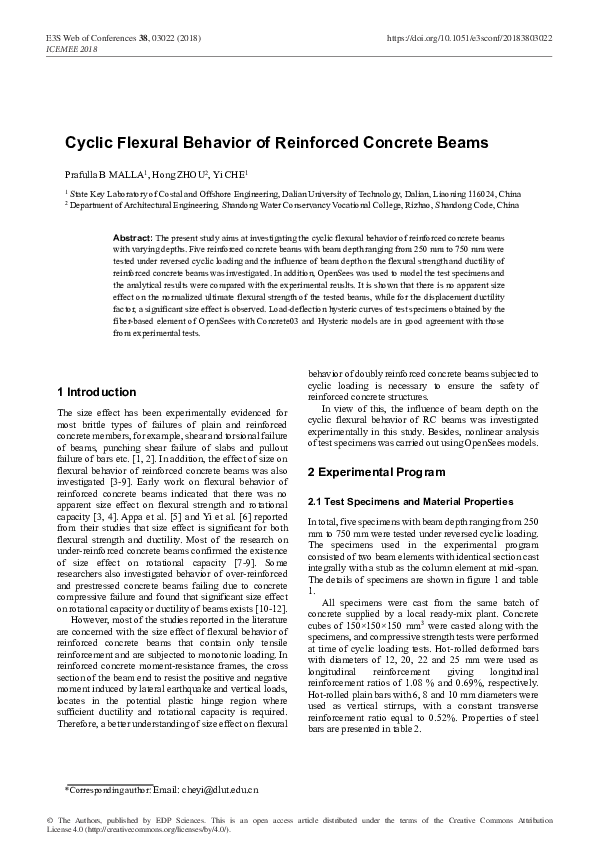 (PDF) Cyclic Flexural Behavior of Reinforced Concrete Beams
