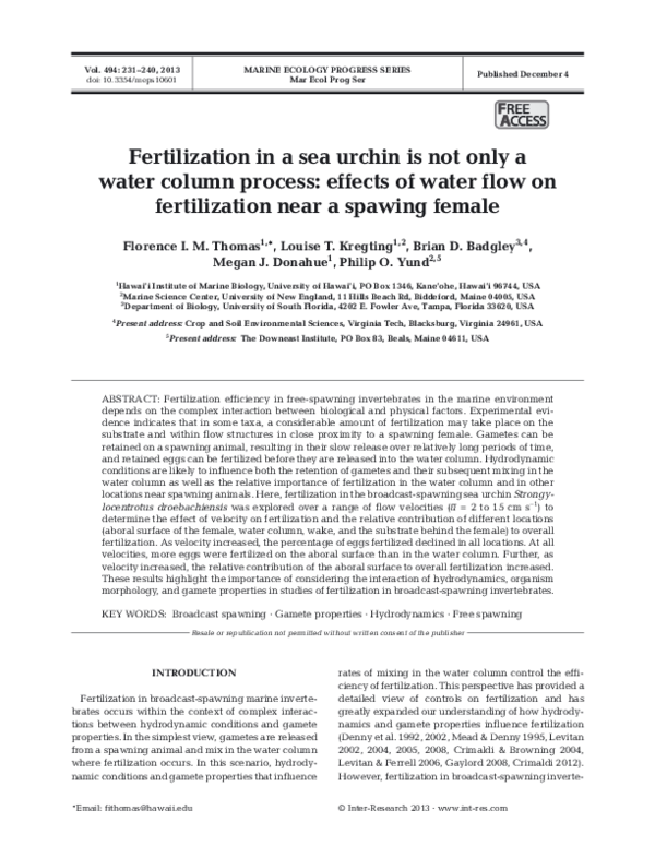 (PDF) Fertilization in a sea urchin is not only a water column process ...