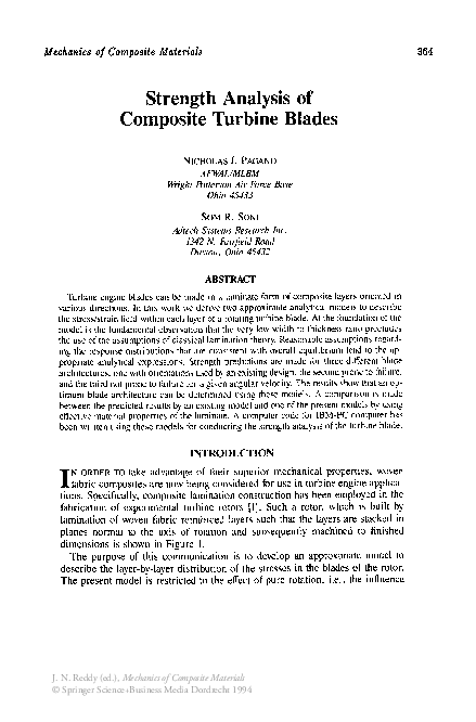 (PDF) Strength Analysis of Composite Turbine Blades