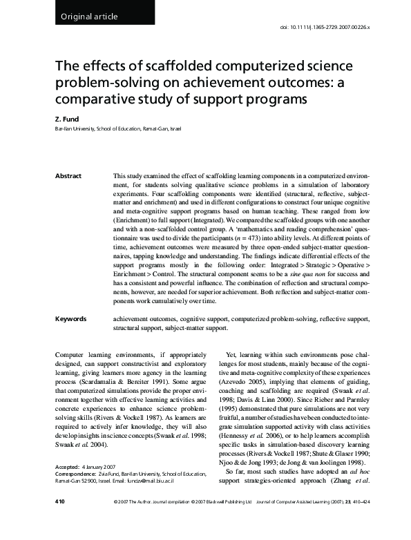 (PDF) The effects of scaffolded computerized science problem-solving on ...