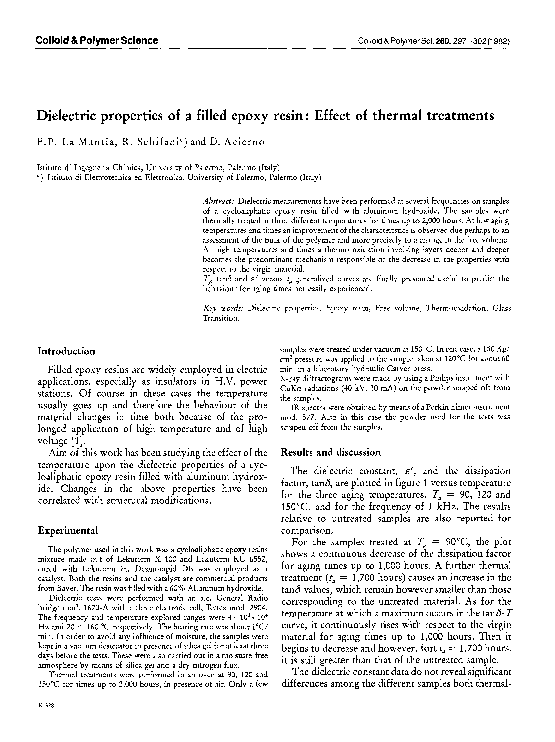 (PDF) Dielectric properties of a filled epoxy resin: Effect of thermal ...