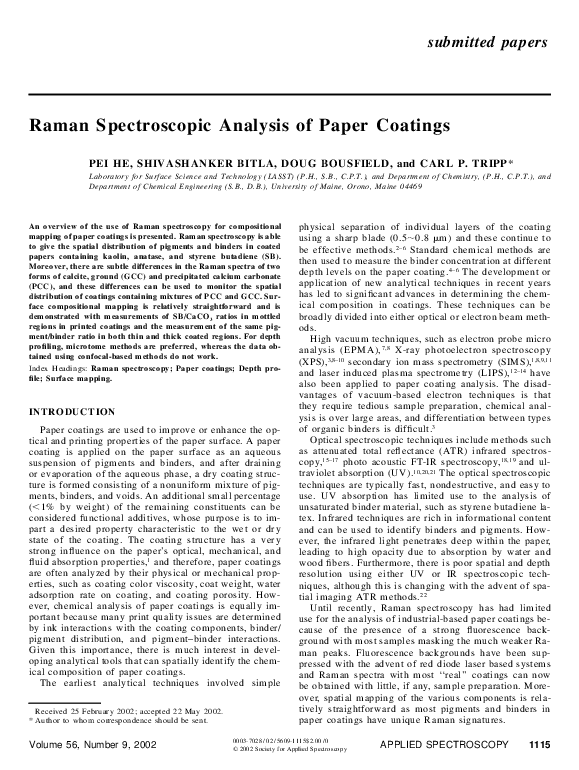 (PDF) Raman Spectroscopic Analysis of Paper Coatings