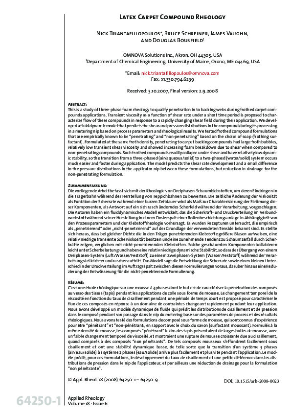 (PDF) Latex Carpet Compound Rheology Douglas Bousfield Academia.edu