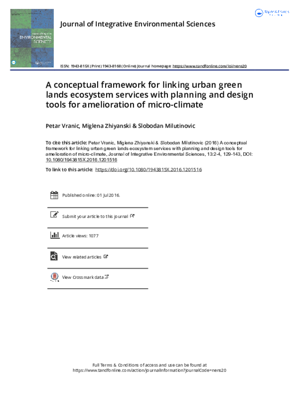 (PDF) A conceptual framework for linking urban green lands ecosystem ...
