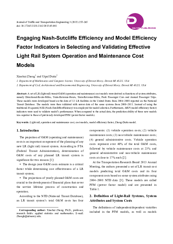 (PDF) Engaging Nash-Sutcliffe Efficiency and Model Efficiency Factor ...