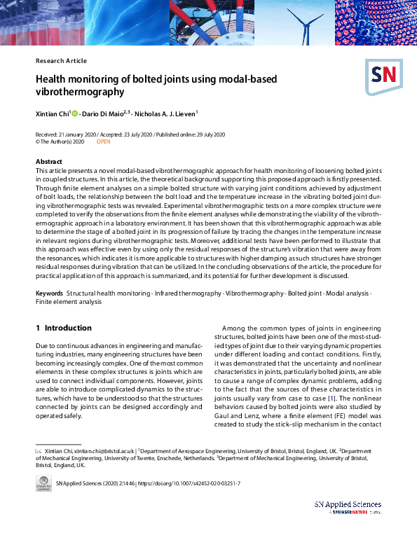 (PDF) Health monitoring of bolted joints using modal-based ...