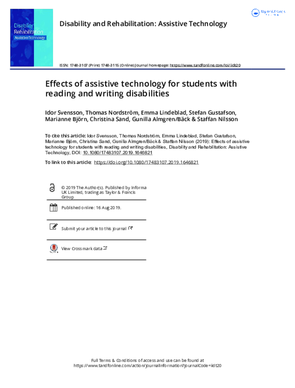 (PDF) Effects of assistive technology for students with reading and ...
