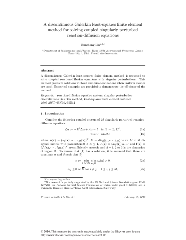 (PDF) A discontinuous Galerkin least-squares finite element method for ...