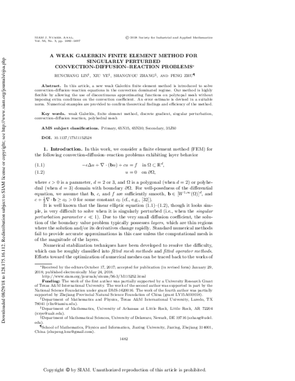(PDF) A Weak Galerkin Finite Element Method for Singularly Perturbed ...
