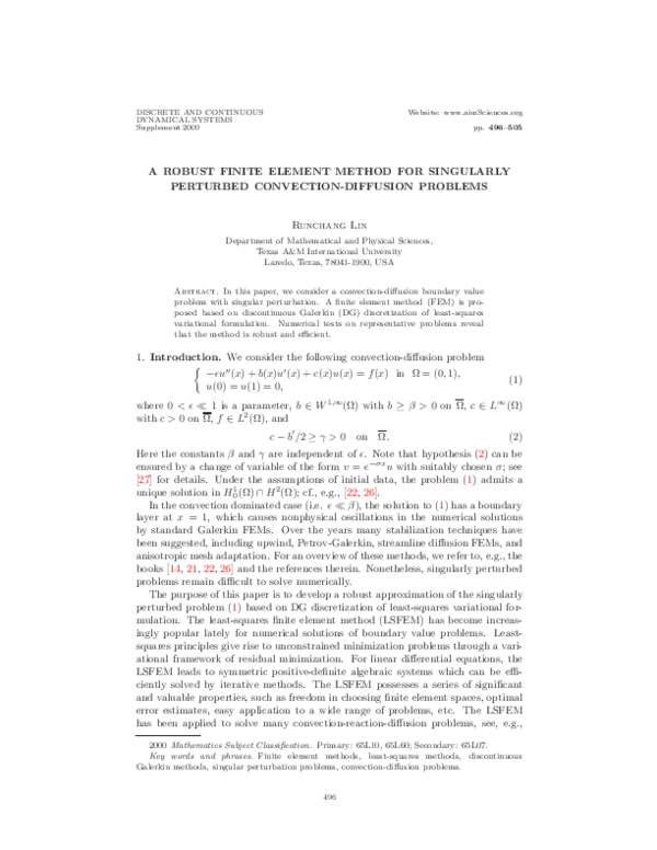 (PDF) A robust finite element method for a singularly perturbed ...