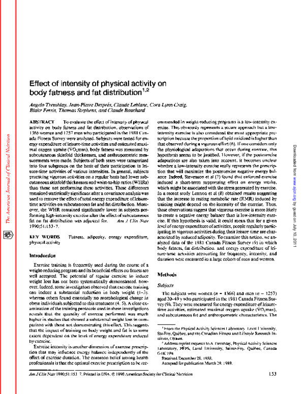 (PDF) Effect of intensity of physical activity on body fatness and fat ...