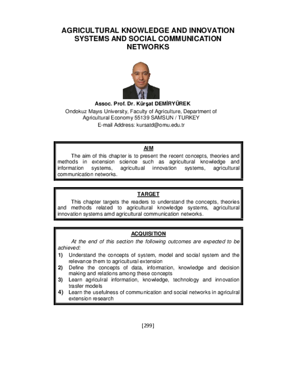 (PDF) Agricultural Knowledge and Innovation Systems and Social ...