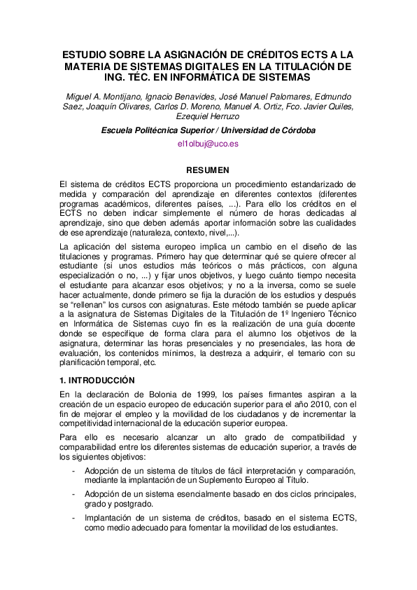  PDF Estudio Sobre La Asignaci n De Cr ditos ECTS A La Materia De 