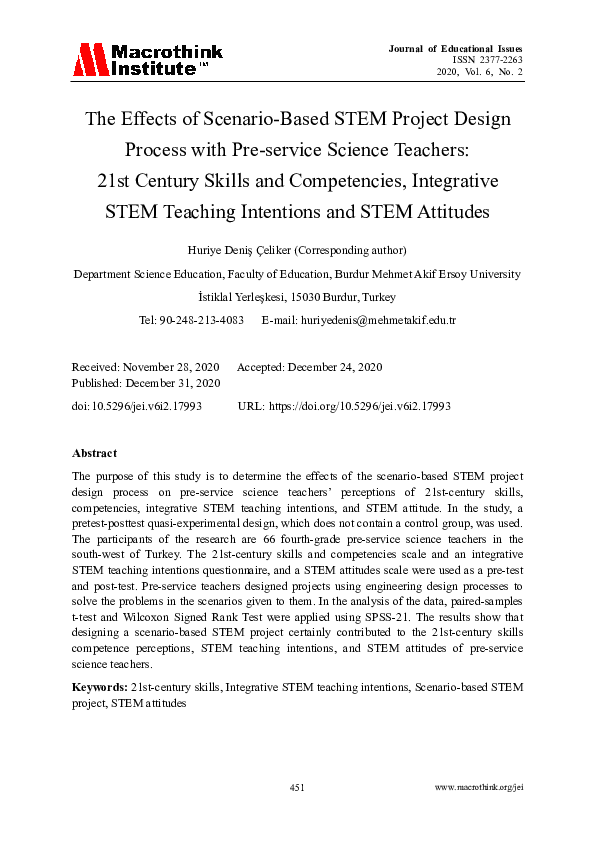 (PDF) The Effects of Scenario-Based STEM Project Design Process with ...