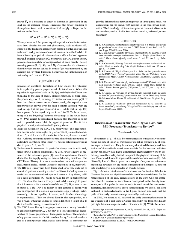 (PDF) Discussion of "Transformer Modeling for Low- and Mid-Frequency ...