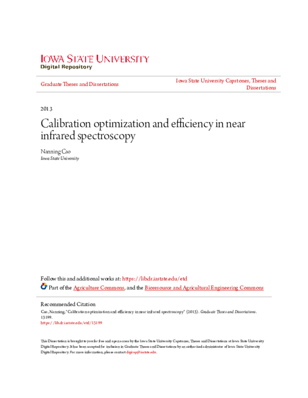 (PDF) Calibration optimization and efficiency in near infrared spectroscopy