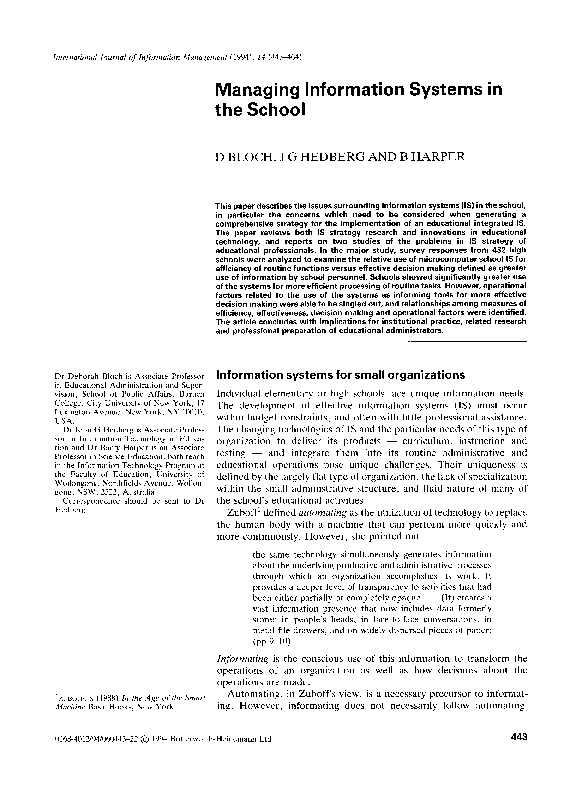 (PDF) Managing information systems in the school