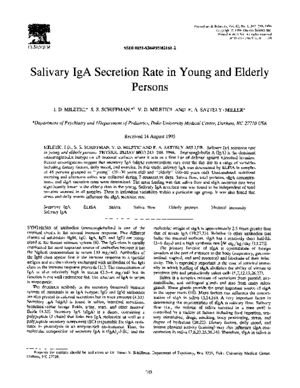 (PDF) Salivary IgA secretion rate in young and elderly persons