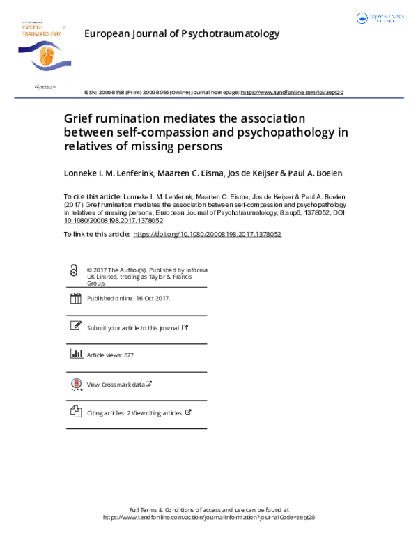 (PDF) Grief rumination mediates the association between self-compassion ...