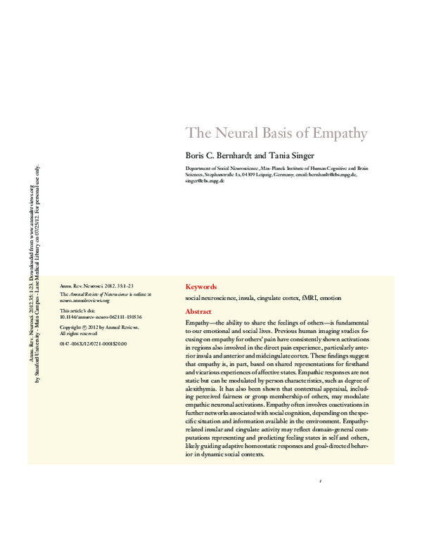 (PDF) The Neural Basis of Empathy