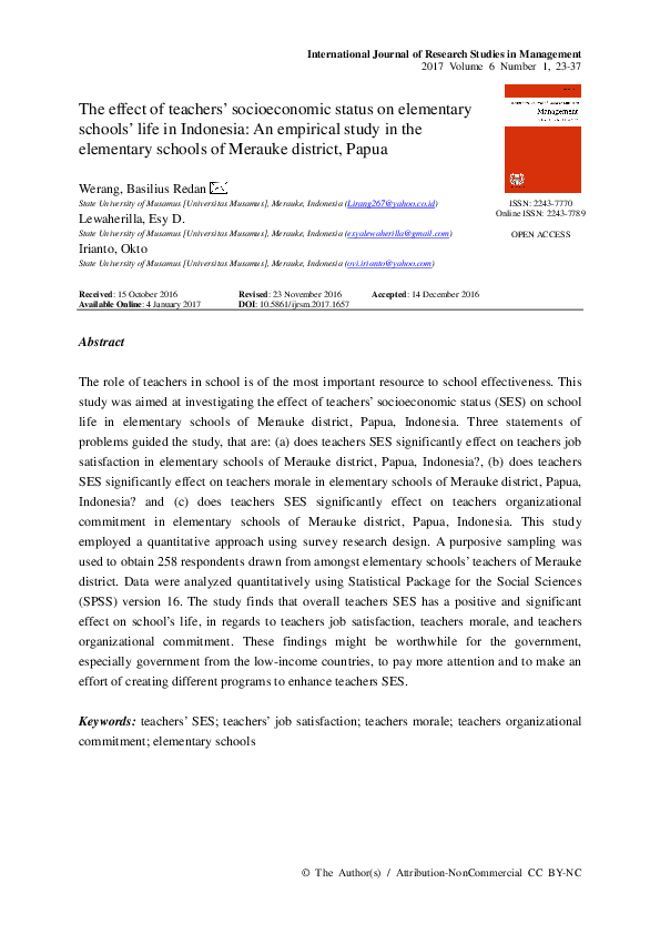 (PDF) The effect of teachers’ socioeconomic status on elementary ...