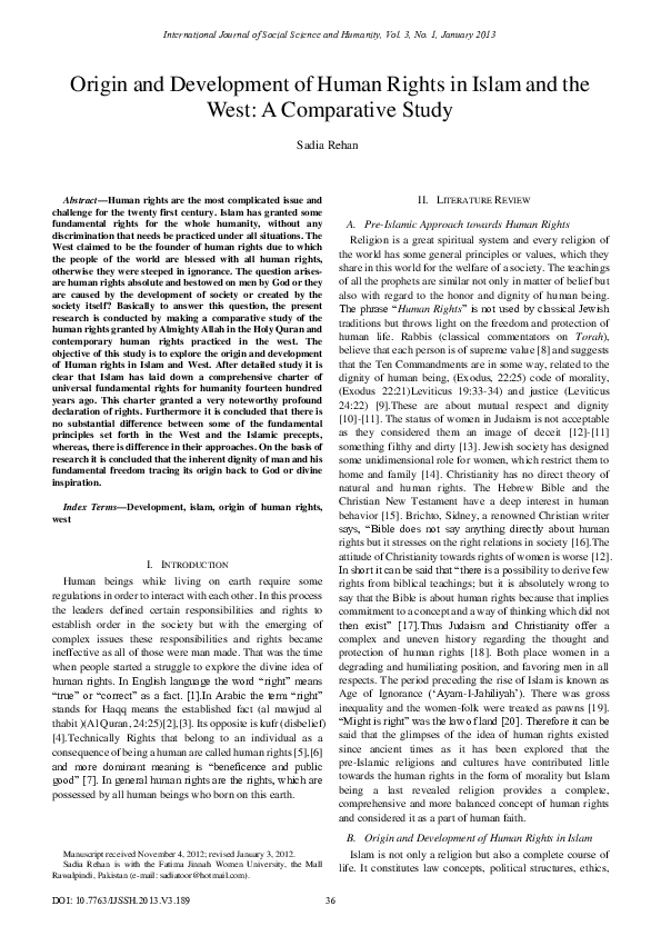 (PDF) Origin and Development of Human Rights in Islam and the West: A ...