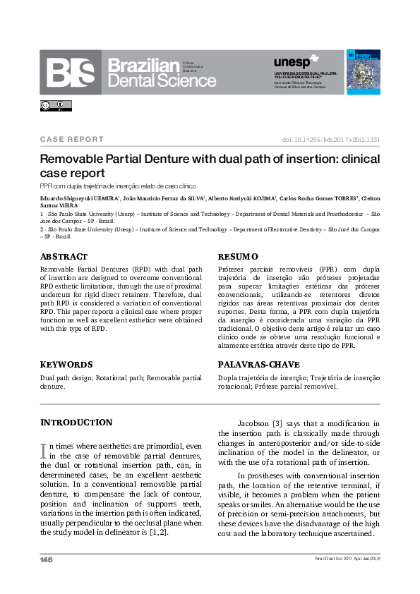 (PDF) Removable Partial Denture with dual path of insertion: clinical ...