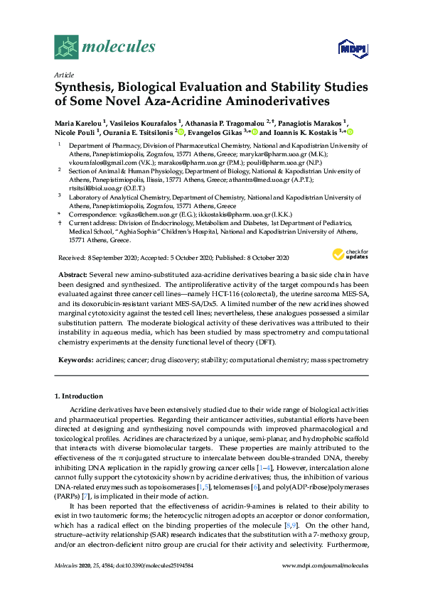 (PDF) Synthesis, Biological Evaluation and Stability Studies of Some ...