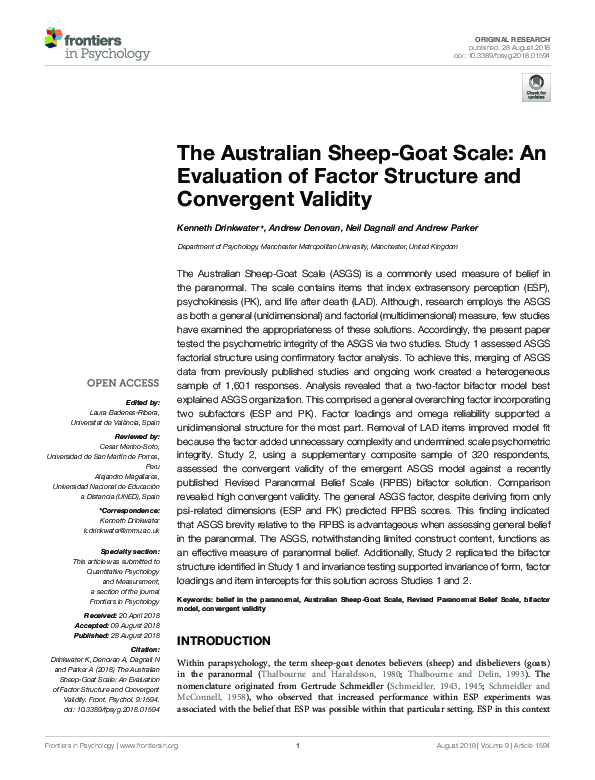 (PDF) The Australian Sheep-Goat Scale: An Evaluation of Factor ...
