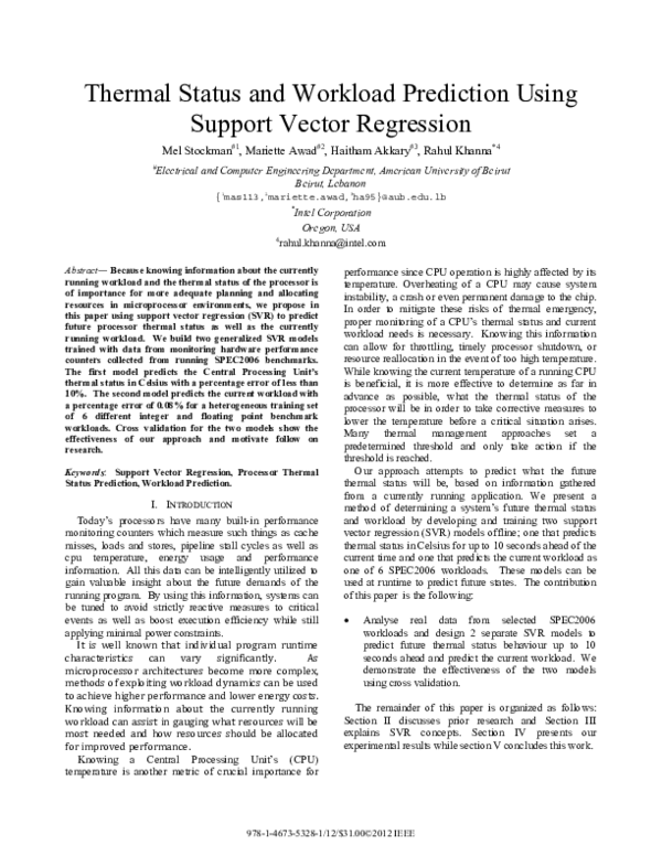 (PDF) Thermal status and workload prediction using support vector ...