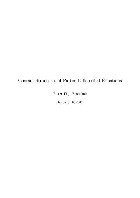 【♦︎】 PDF) Contact structures of partial differential equations