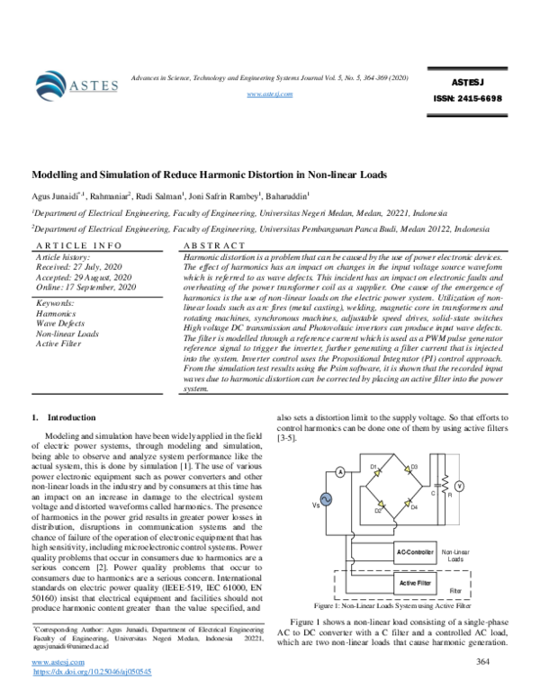 (PDF) Modelling and Simulation of Reduce Harmonic Distortion in Non ...