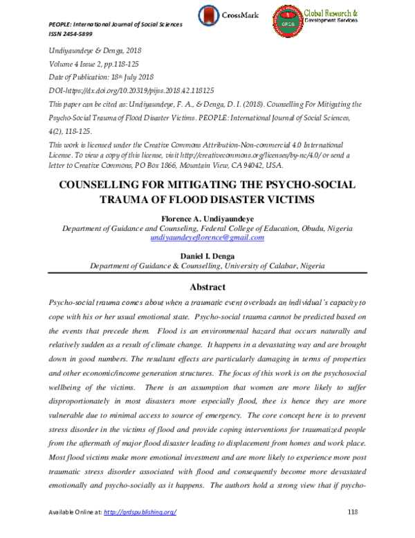 (PDF) Counselling for Mitigating the Psycho-Social Trauma of Flood ...