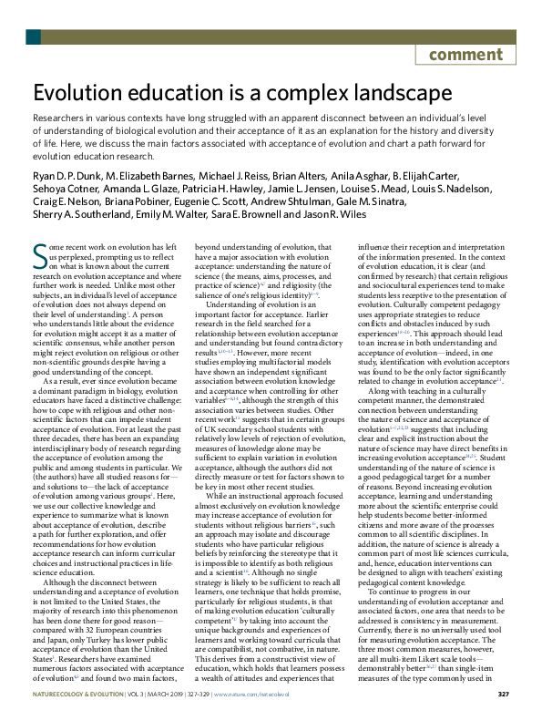 (PDF) Evolution education is a complex landscape
