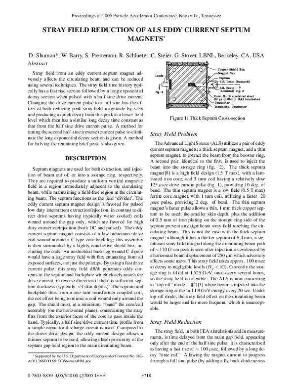 (PDF) Stray Field Reduction of ALS Eddy Current Septum Magnets